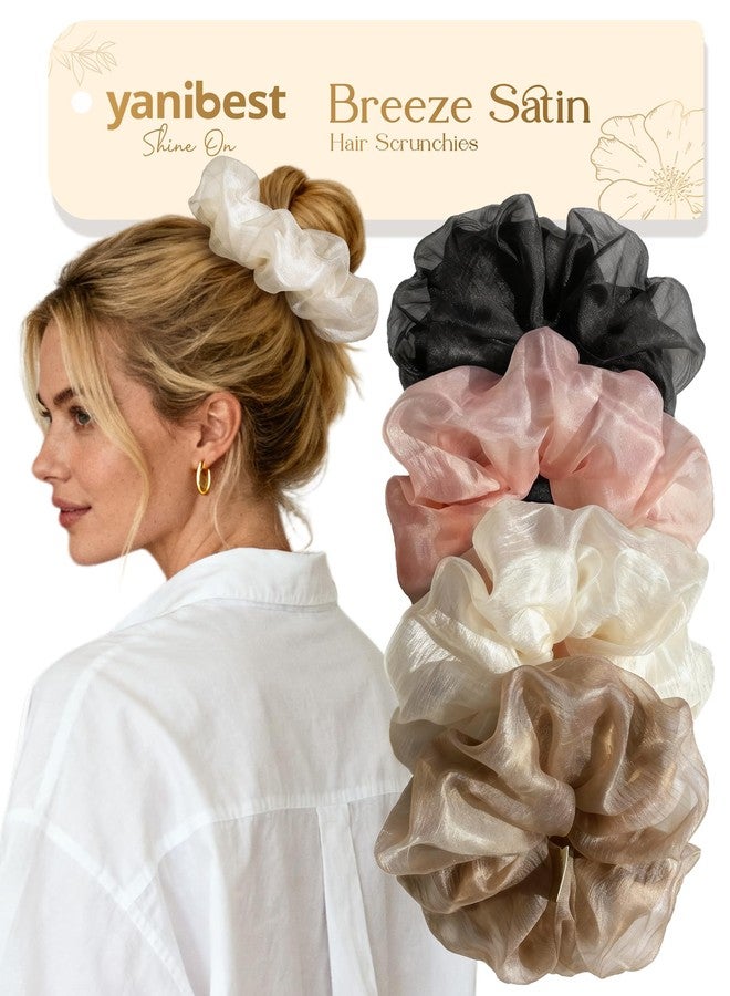 Yanibest Hair Scrunchies for Women - 4 Pcs Breeze Satin Scrunchies, Soft Ponytail Holders, No Crease Hair Ties Hair Accessories - Image 1